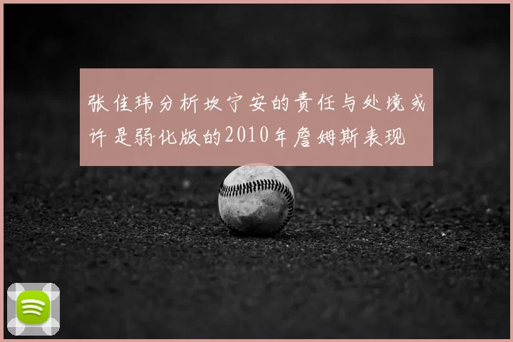 张佳玮分析坎宁安的责任与处境或许是弱化版的2010年詹姆斯表现