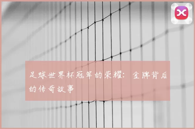足球世界杯冠军的荣耀：金牌背后的传奇故事